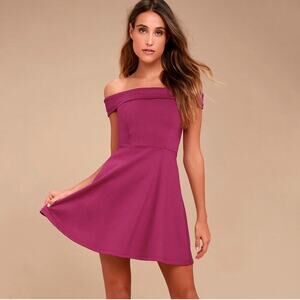 🆕 Lulus Season of Fun off the shoulder skater dress magenta